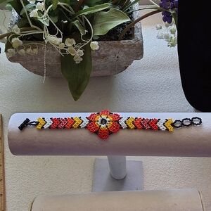 Handcrafted Beaded Bracelet with Floral Design